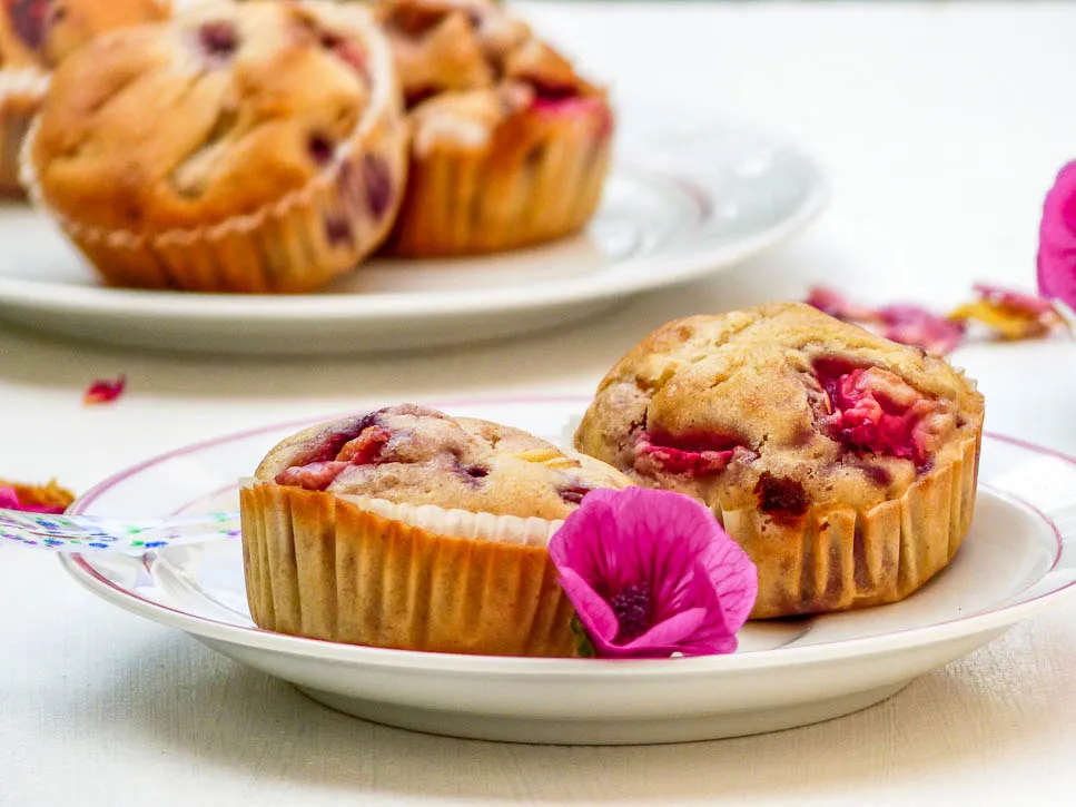Muffins rhubarbe fraises vegan