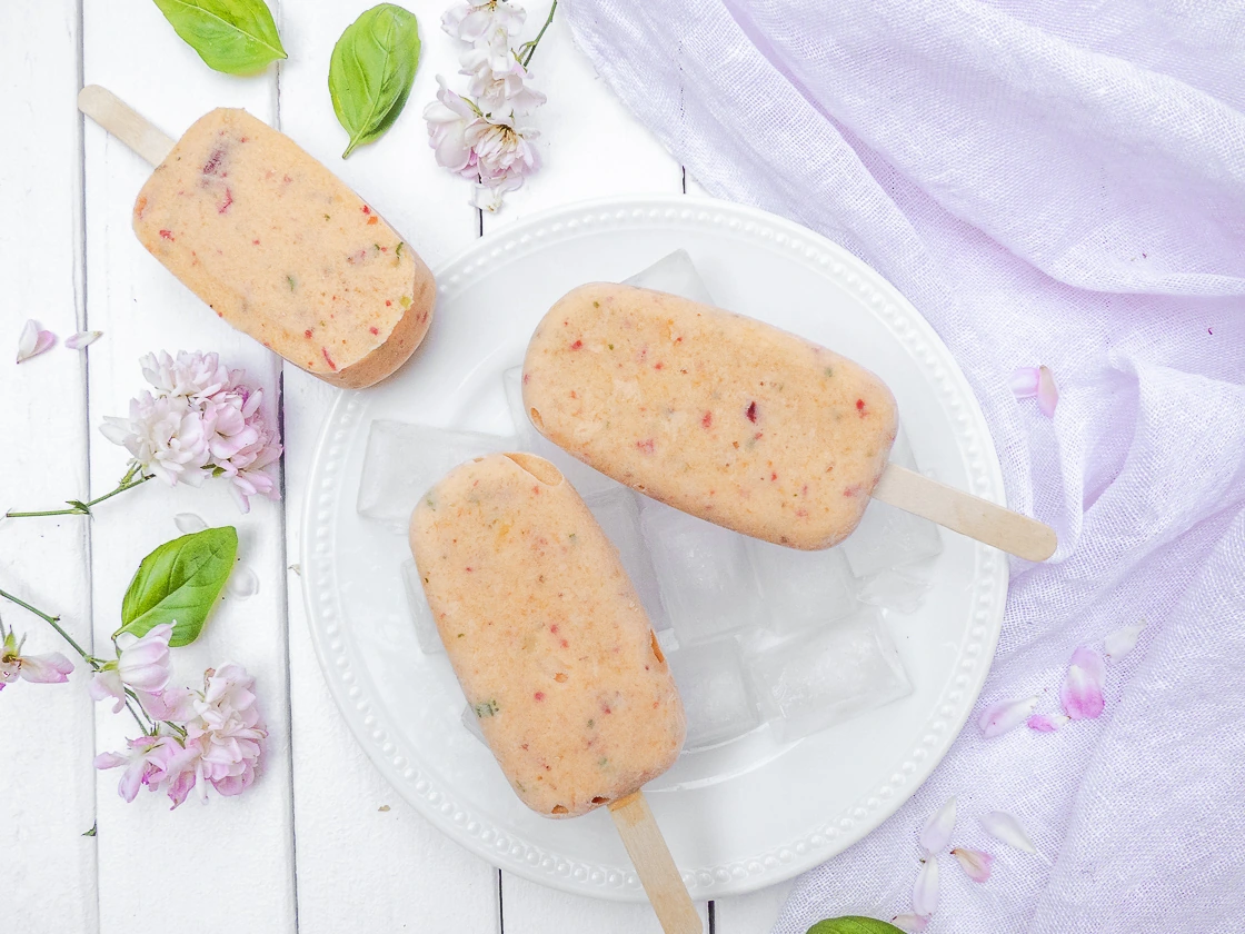 Nice cream pêche abricot et basilic, la glace vegan sans sorbetière.