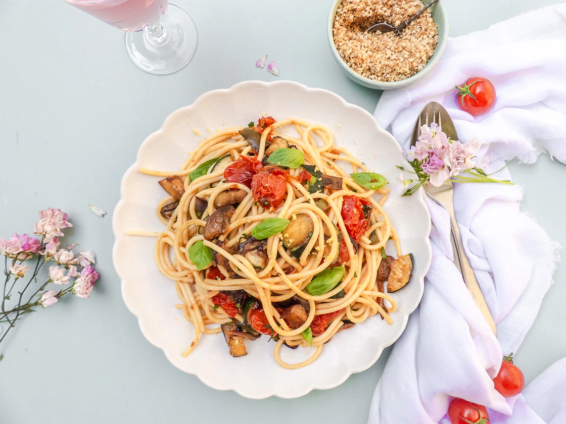 Pâtes aux légumes grillés vegan