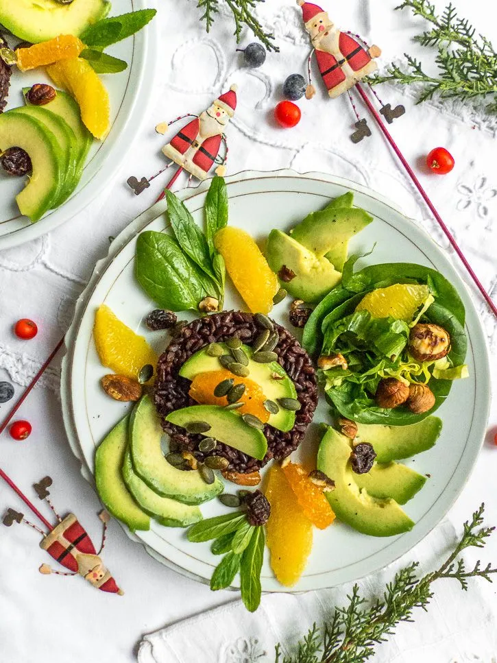 Salade de Noël au riz vénéré suprêmes d’agrumes et noisettes